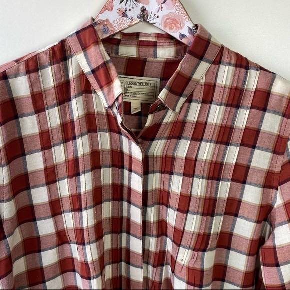Current Elliott Womens The Lucy Red Plaid Button Up Shirt Long Sleeve S Small - Picture 2 of 8